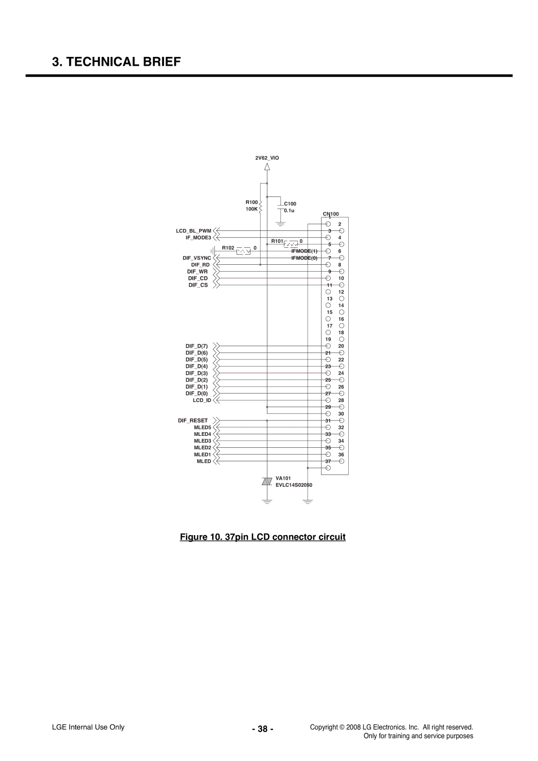 LG Electronics KS360 service manual Pin LCD connector circuit 