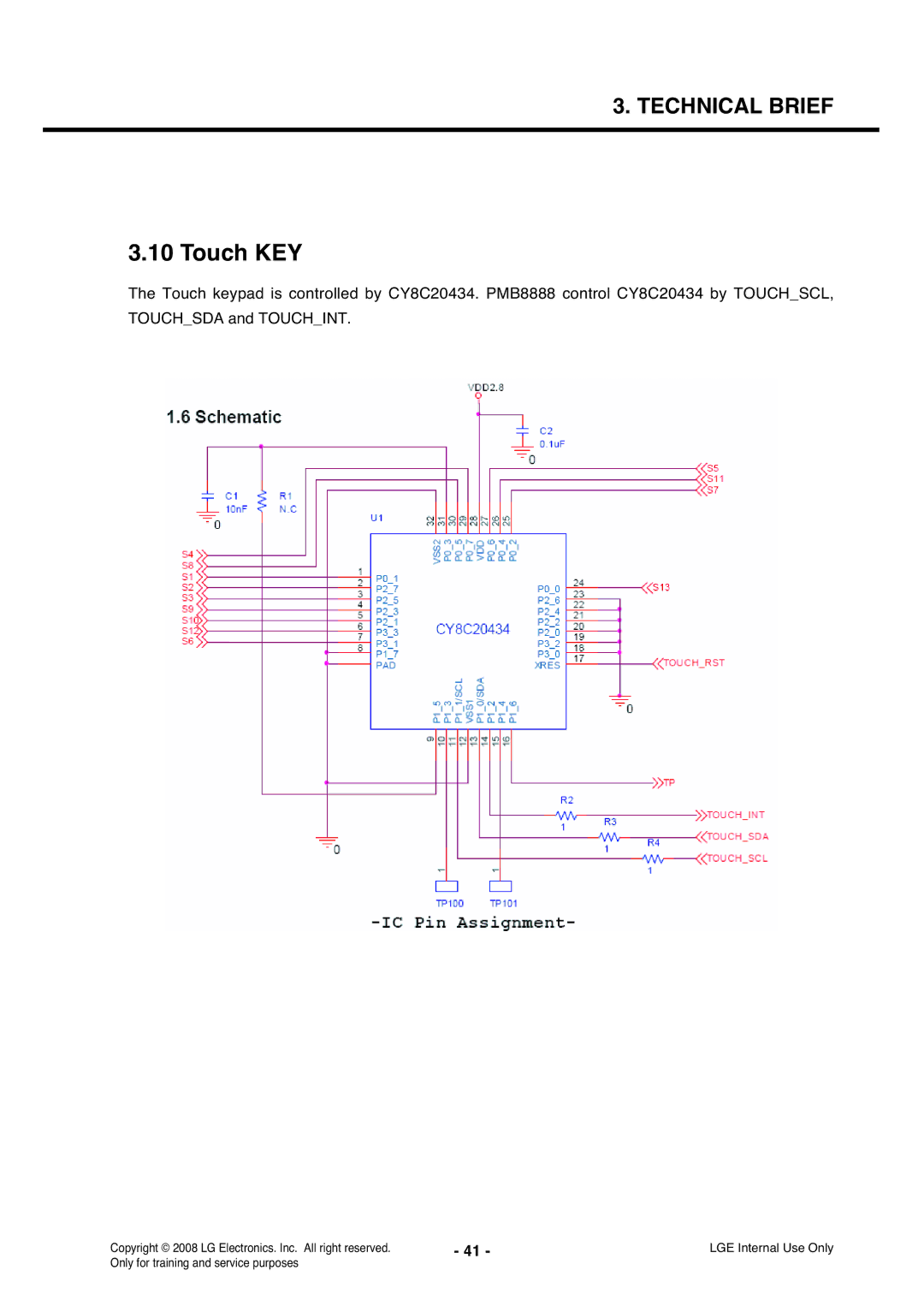 LG Electronics KS360 service manual Touch KEY 