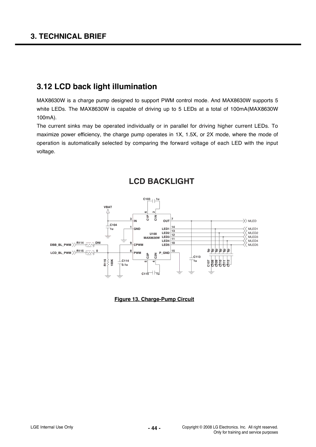 LG Electronics KS360 service manual LCD back light illumination, Charge-Pump Circuit 