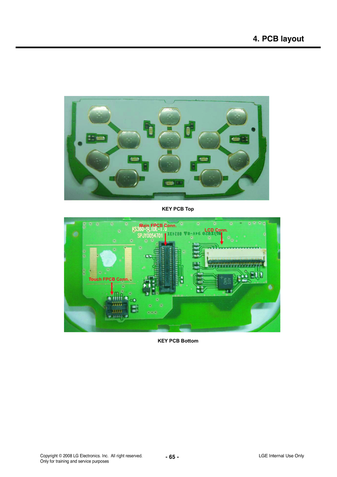 LG Electronics KS360 service manual KEY PCB Top 