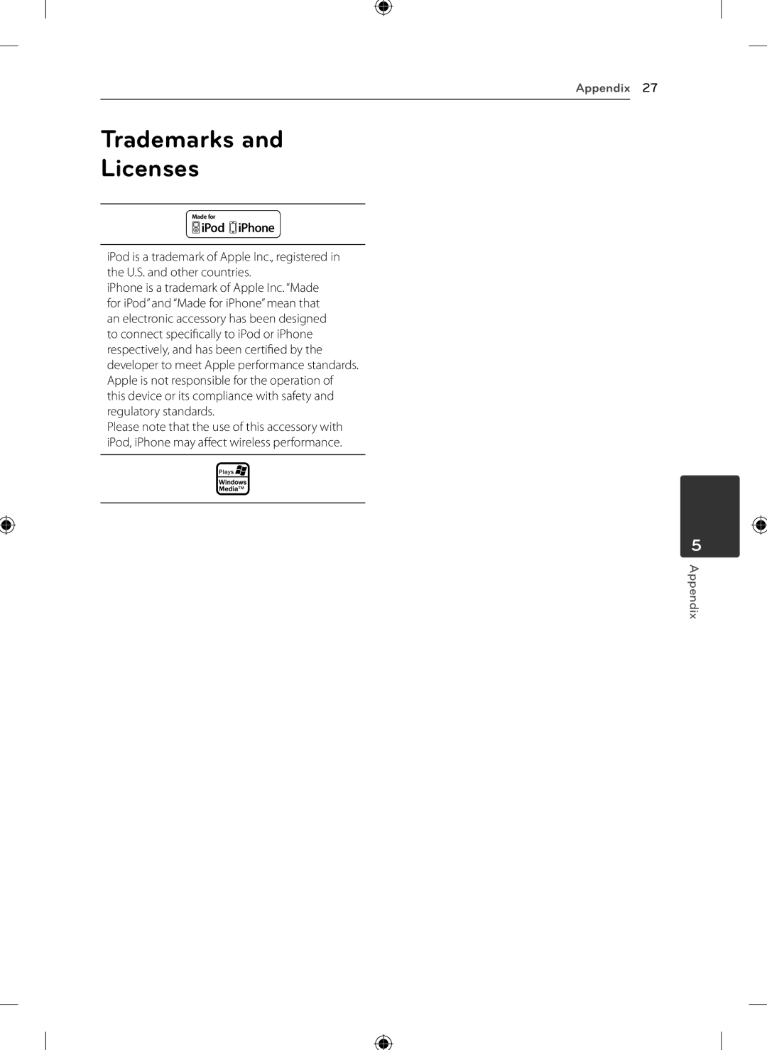 LG Electronics KSM1506 owner manual Trademarks Licenses 