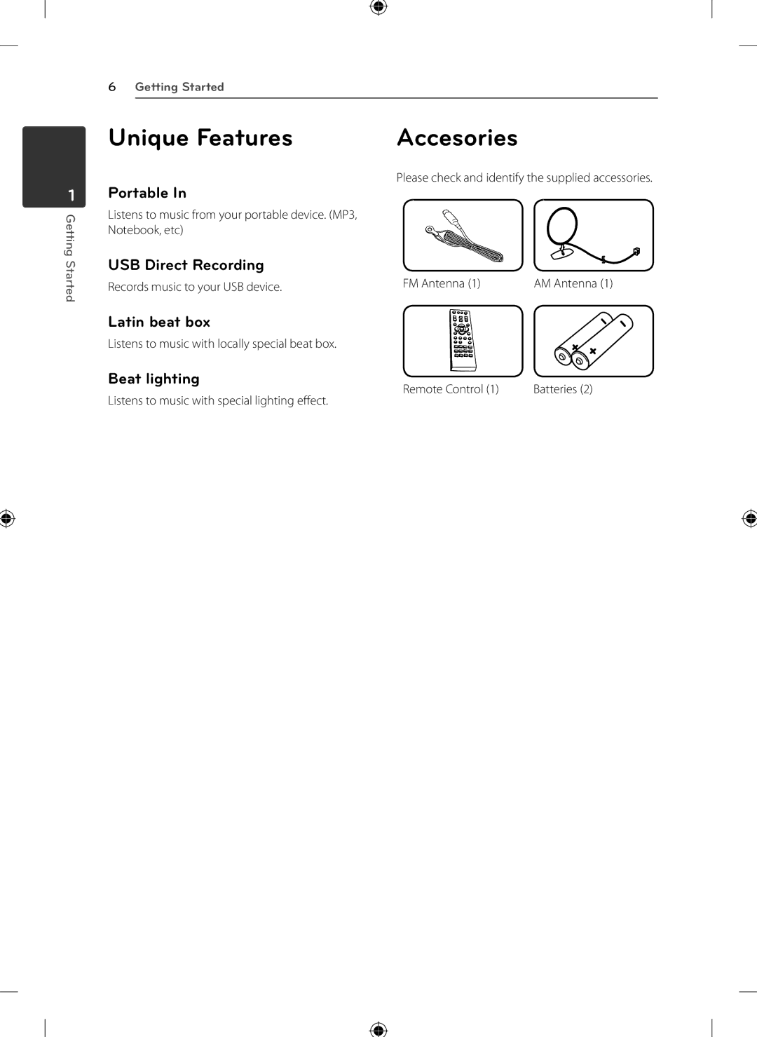 LG Electronics KSM1506 owner manual Unique Features, Accesories 