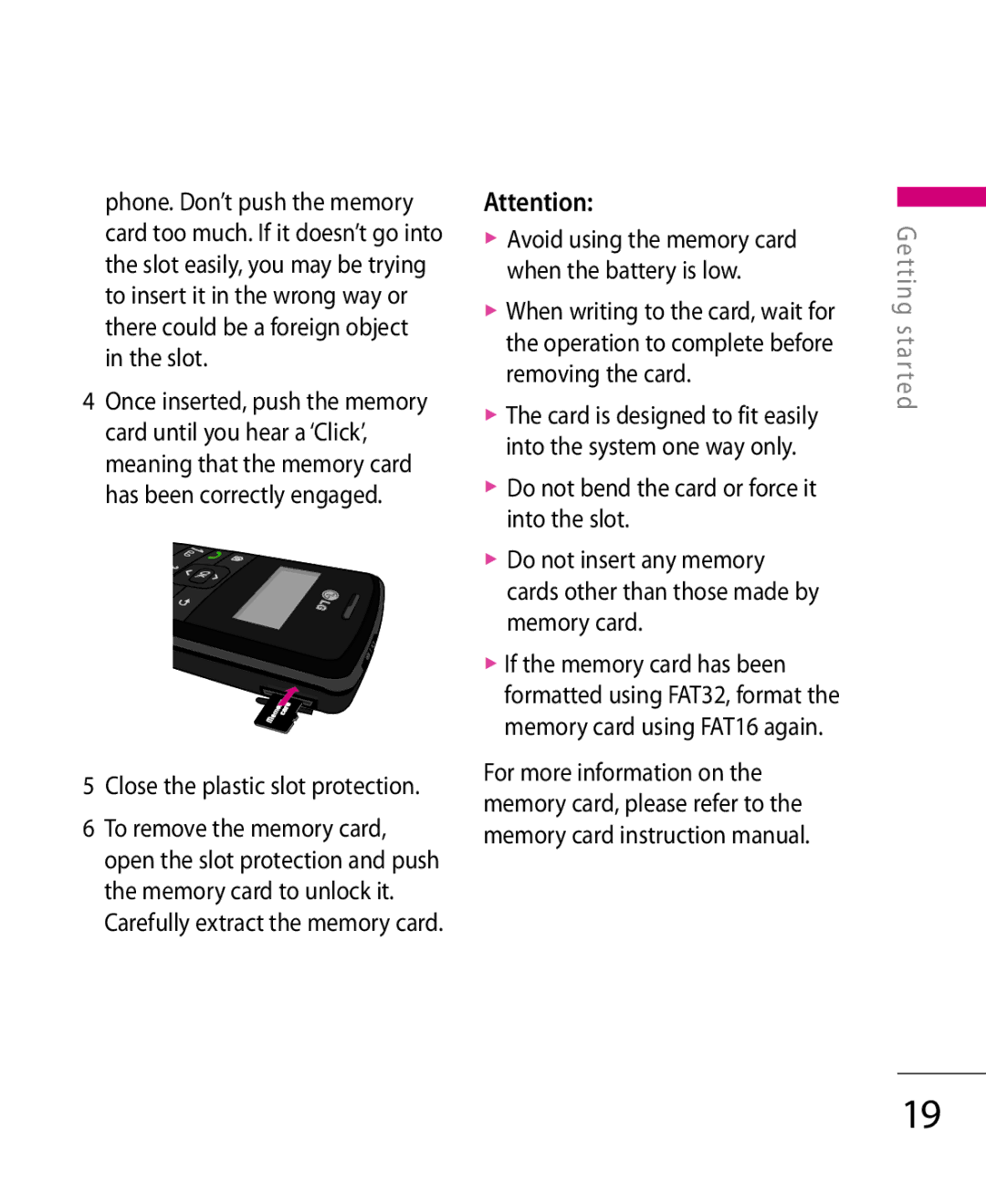 LG Electronics KT 610 manual Close the plastic slot protection 