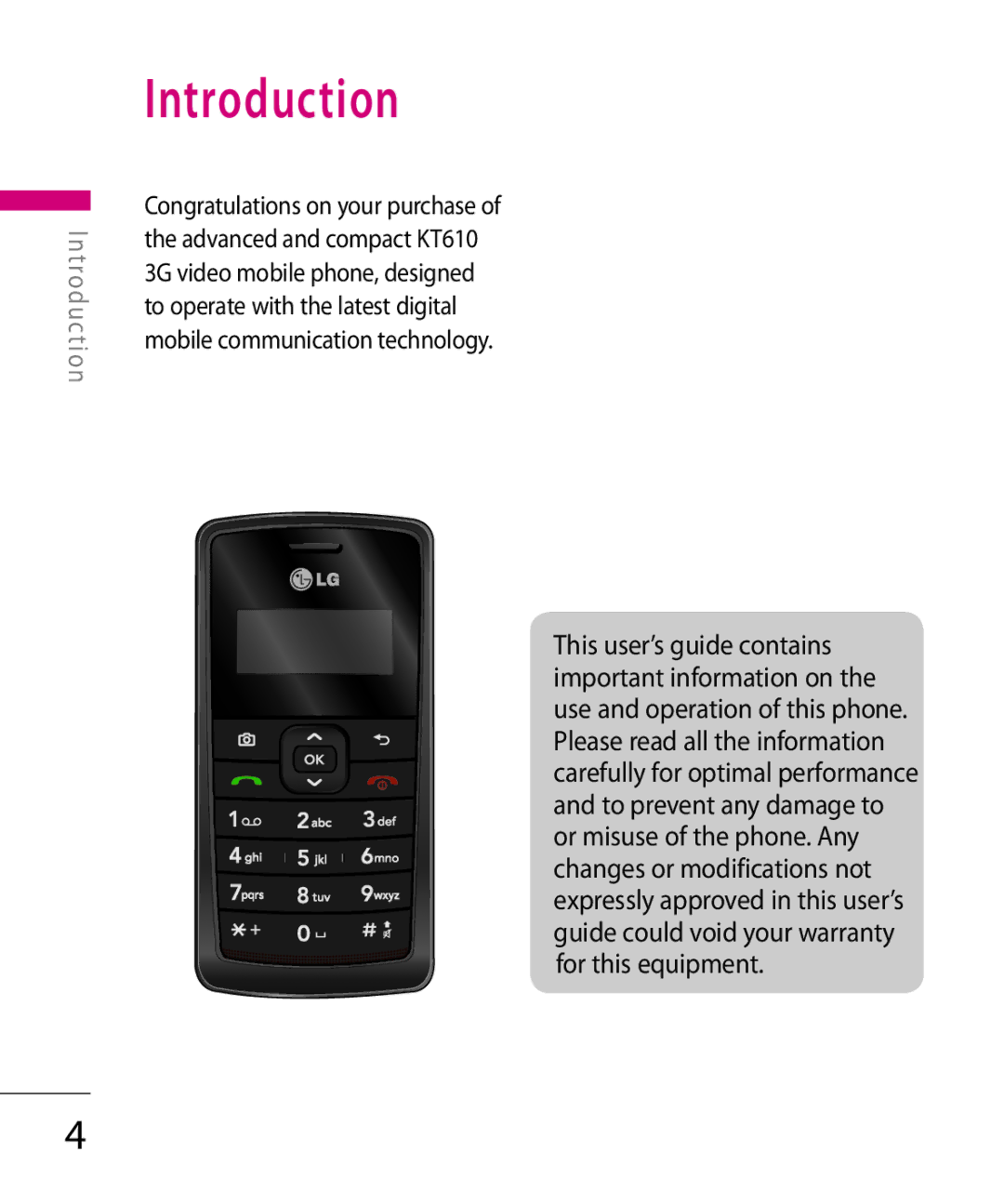 LG Electronics KT 610 manual Introduction 