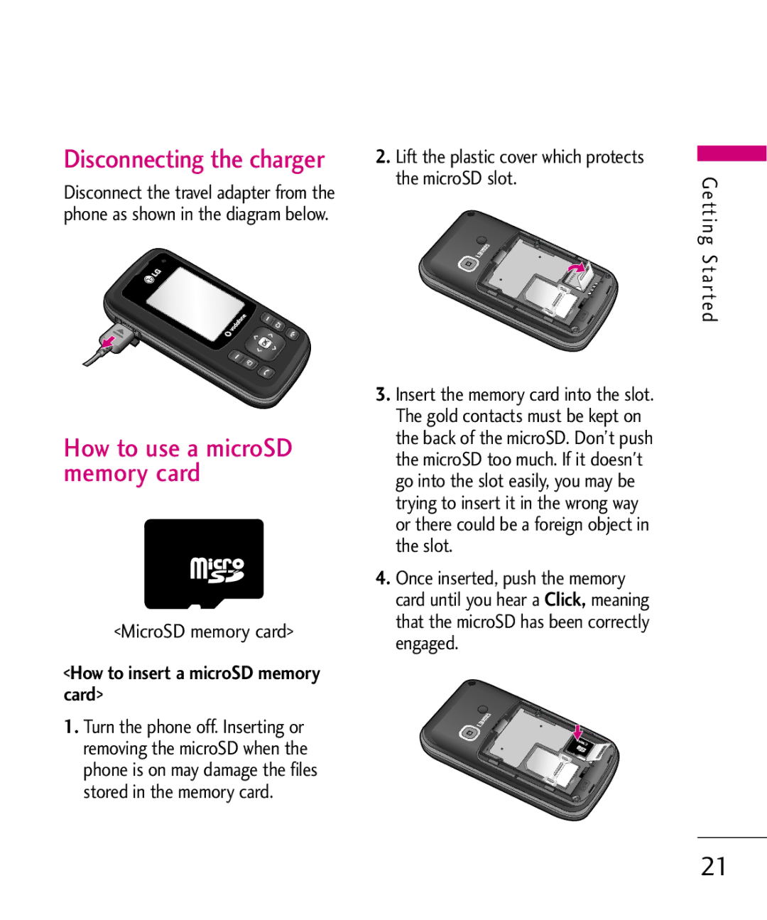 LG Electronics KU380 manual How to use a microSD memory card, MicroSD memory card, How to insert a microSD memory card 