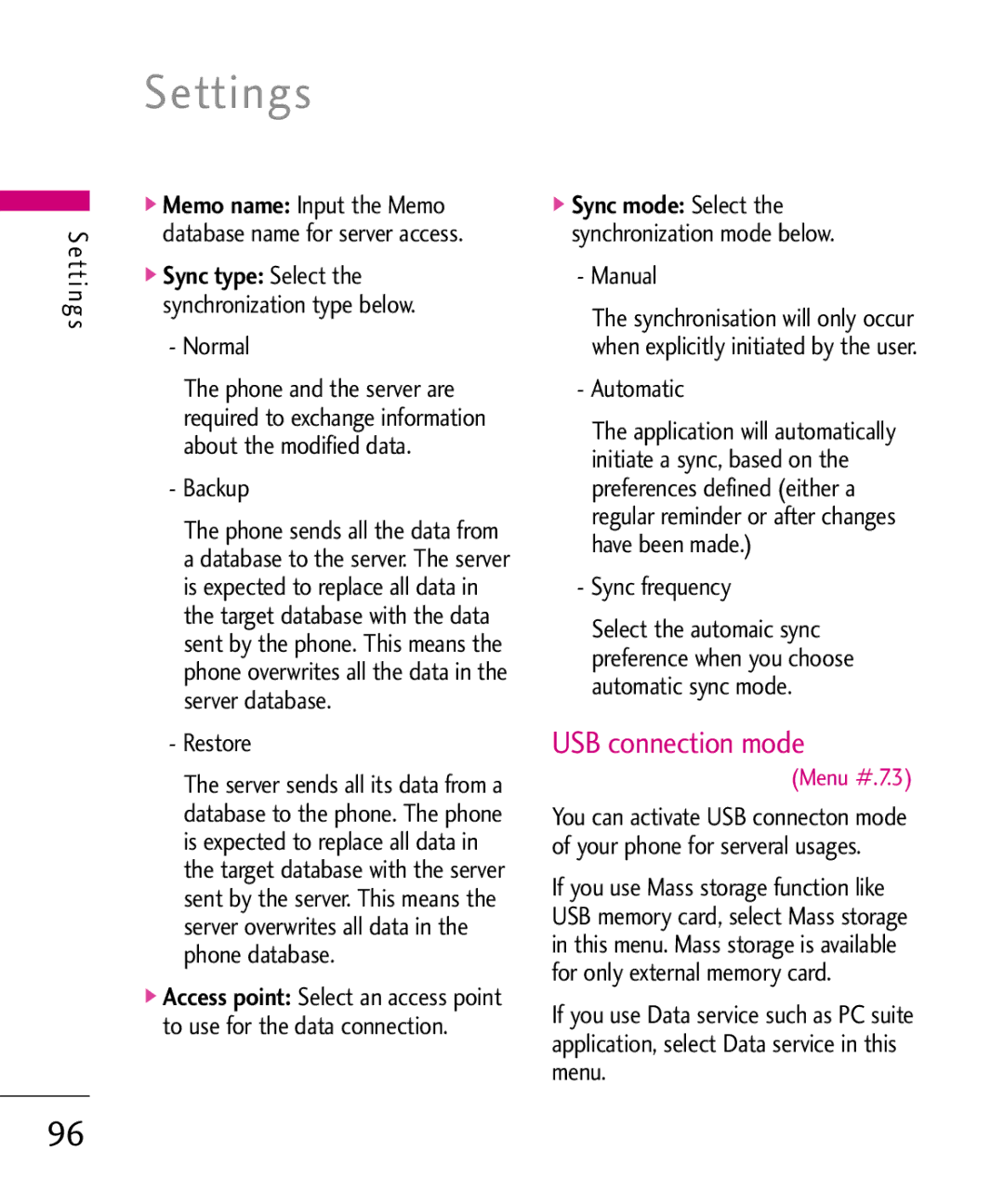 LG Electronics KU380 manual USB connection mode 