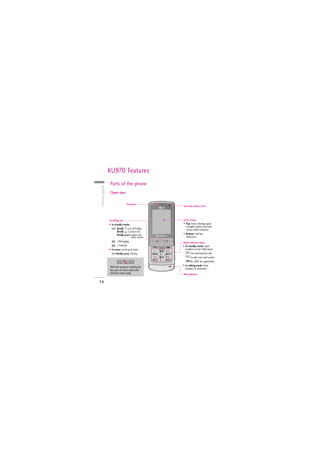 LG Electronics manual KU970 Features, To dial voice mail centre 