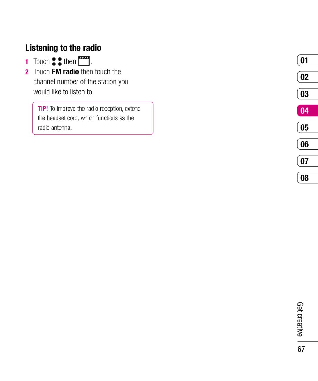 LG Electronics KU990 manual Listening to the radio 