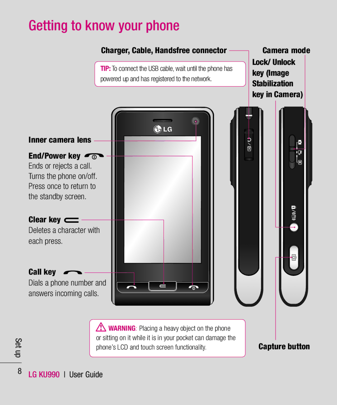 LG Electronics KU990 manual Getting to know your phone 