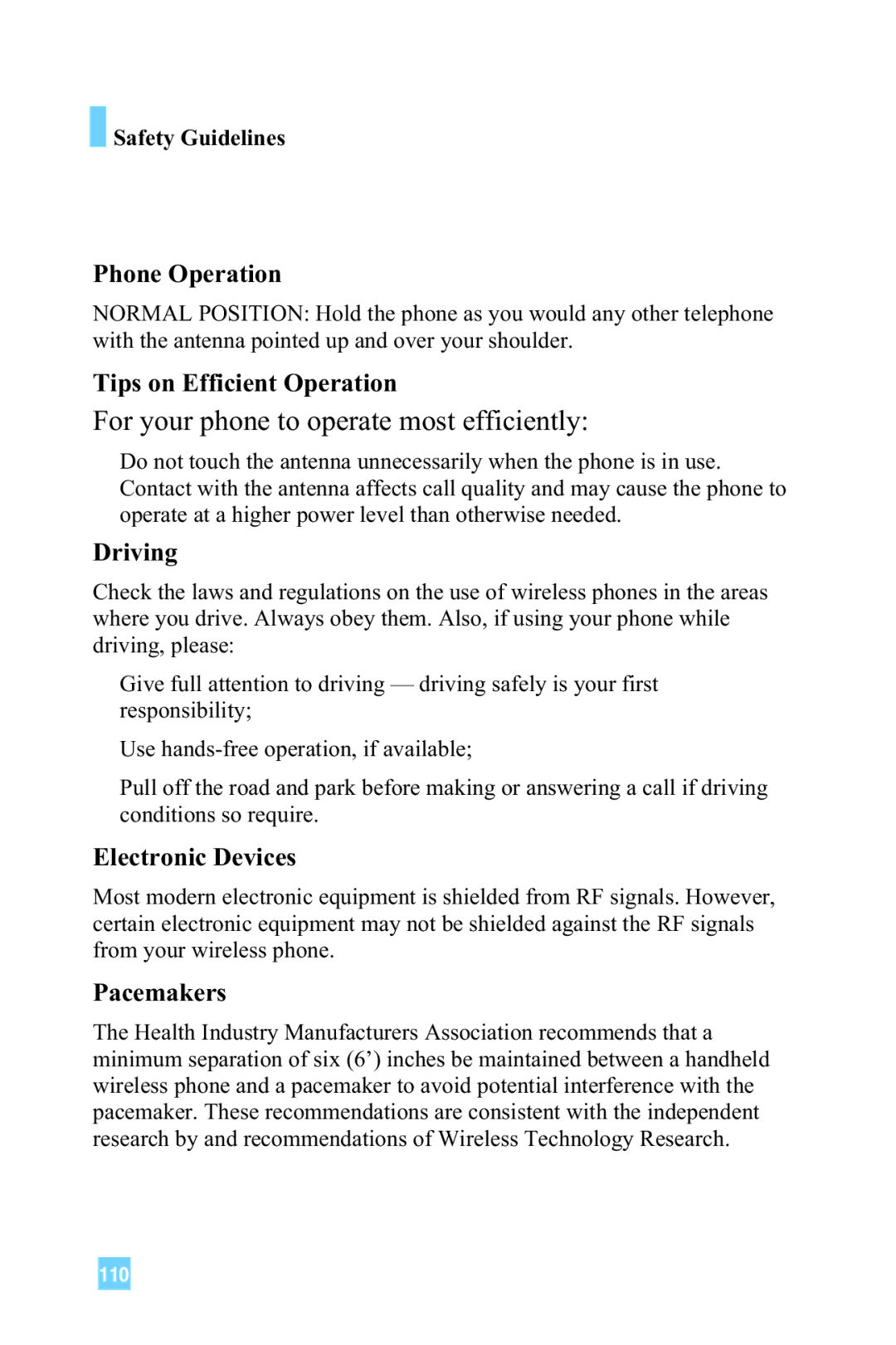 LG Electronics L1150 manual Phone Operation, Safety Guidelines 