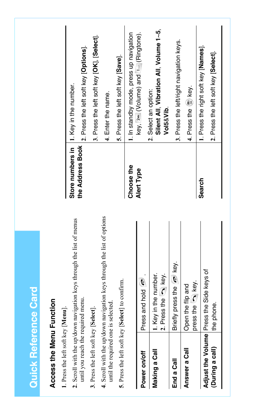 LG Electronics L1150 manual Quick Reference Card 