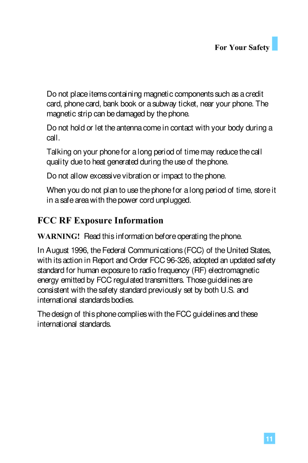 LG Electronics L1150 manual FCC RF Exposure Information 