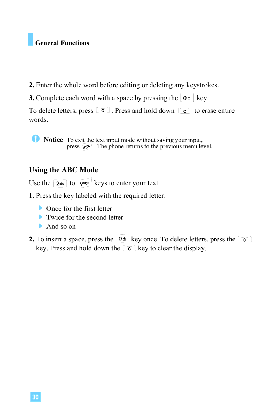 LG Electronics L1150 manual Using the ABC Mode 