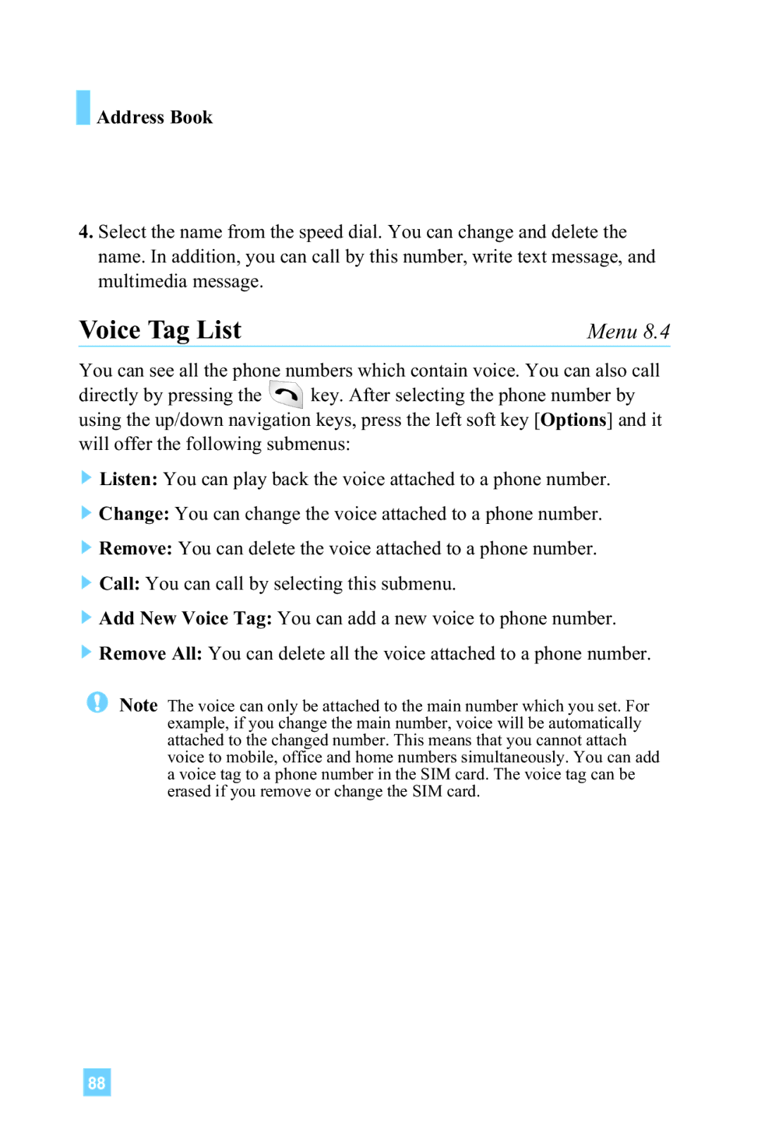 LG Electronics L1150 manual Voice Tag List 