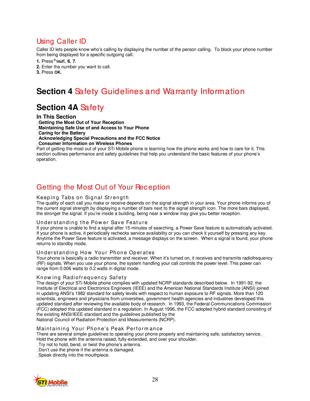 LG Electronics L1200 Safety Guidelines and Warranty Information, Using Caller ID, Getting the Most Out of Your Reception 