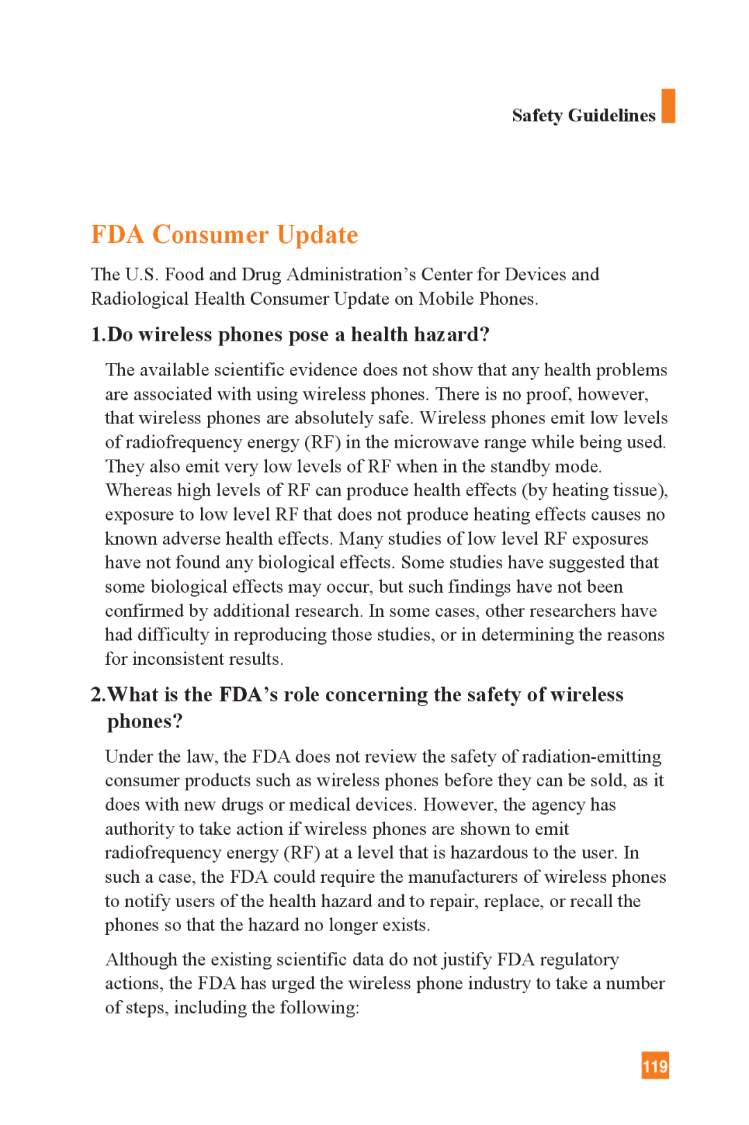 LG Electronics L1400 manual FDA Consumer Update 