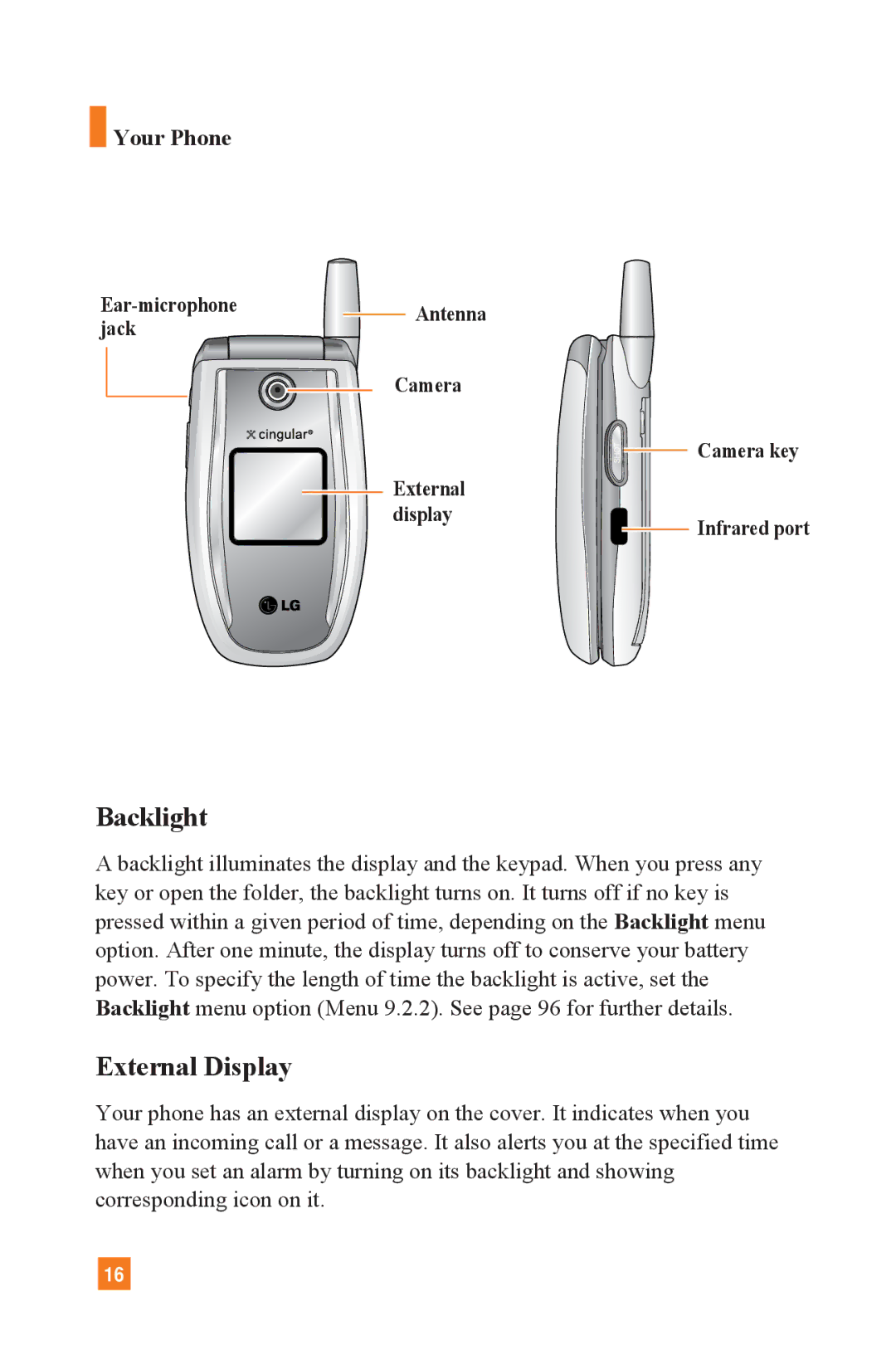 LG Electronics L1400 manual Backlight, External Display 