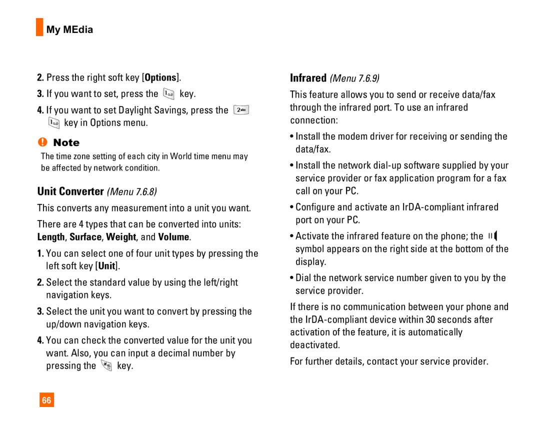 LG Electronics L1400i manual Unit Converter Menu, This converts any measurement into a unit you want, Infrared Menu 