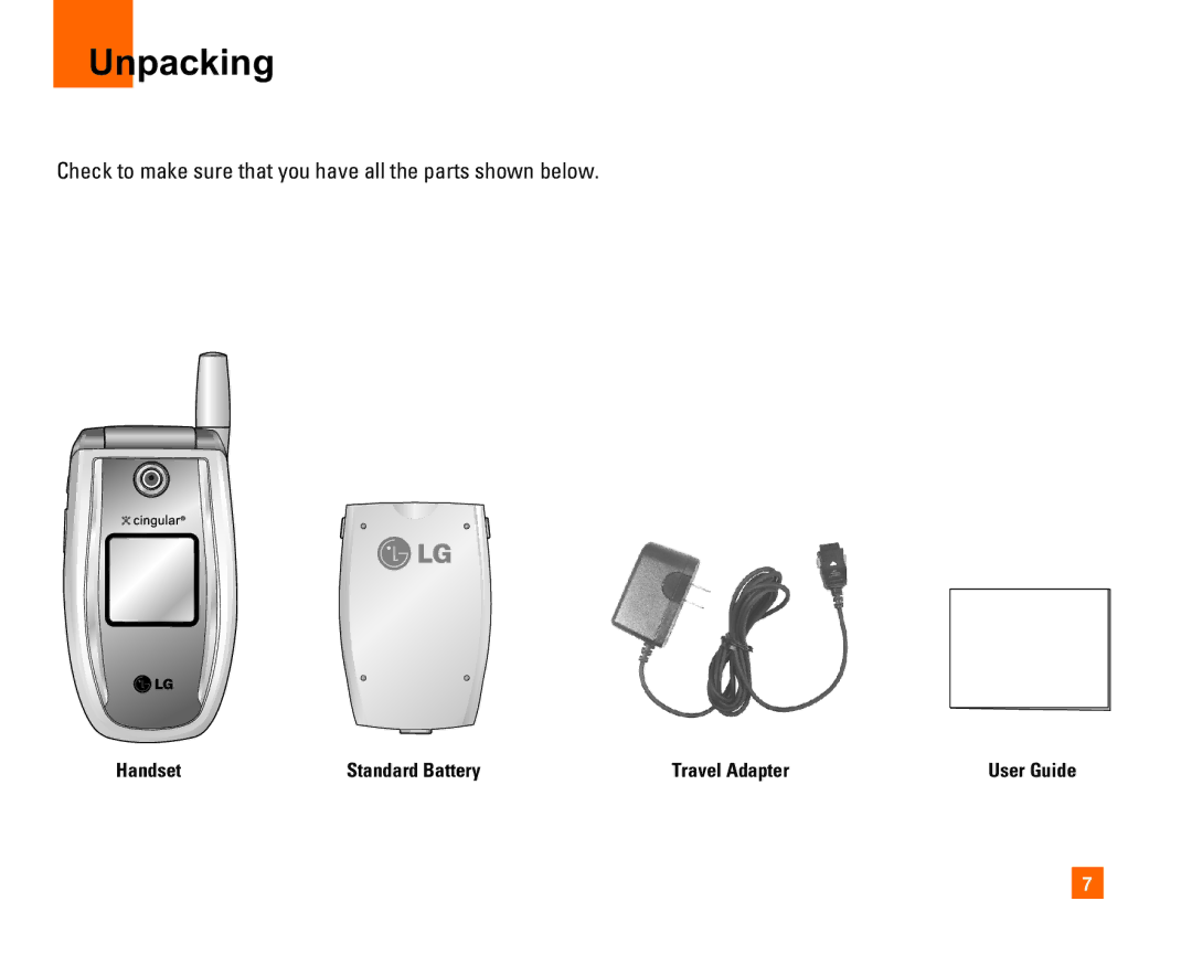 LG Electronics L1400i manual Unpacking, Check to make sure that you have all the parts shown below 