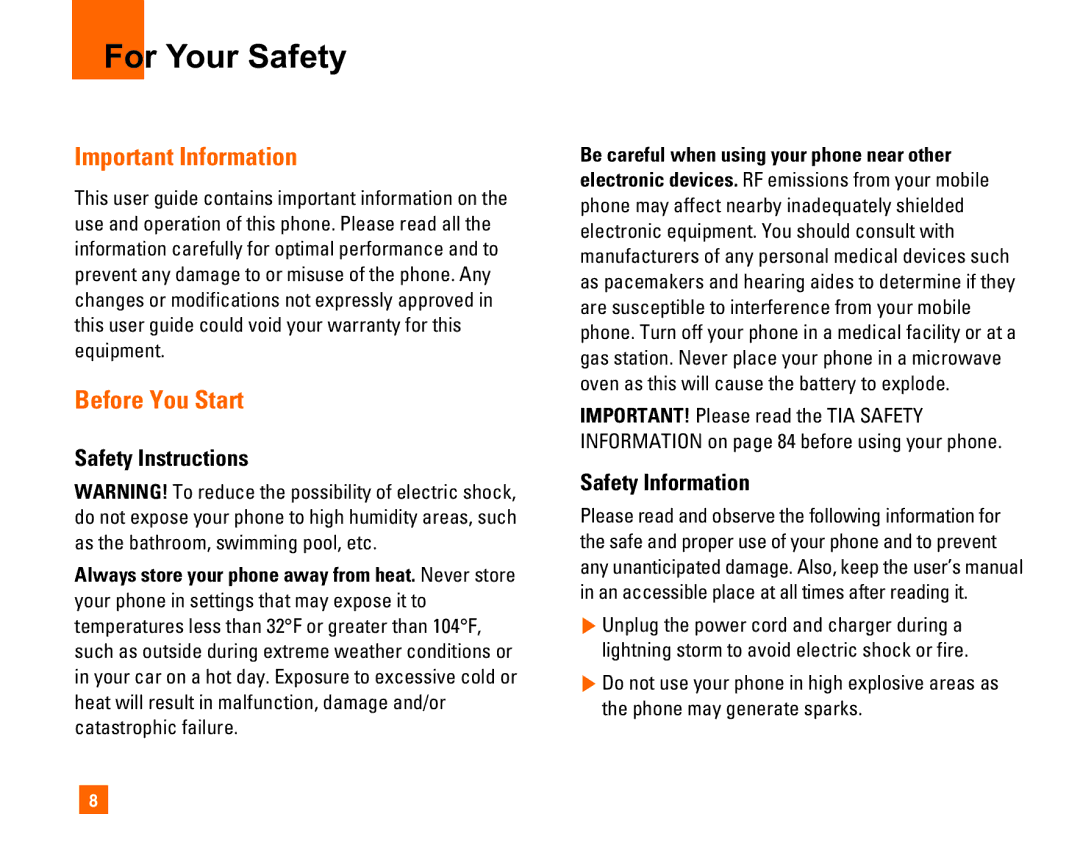 LG Electronics L1400i For Your Safety, Important Information, Before You Start, Safety Instructions, Safety Information 