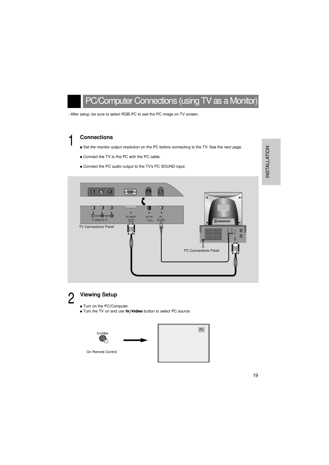 LG Electronics L15V26D warranty PC/Computer Connections using TV as a Monitor 