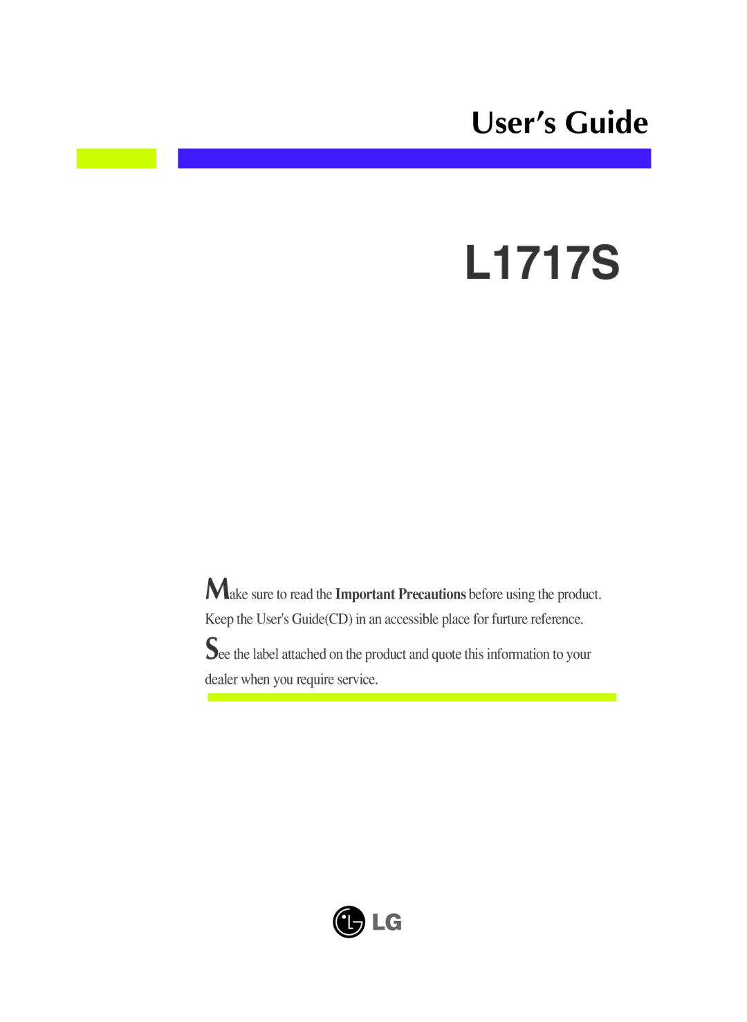 LG Electronics L1717S manual 