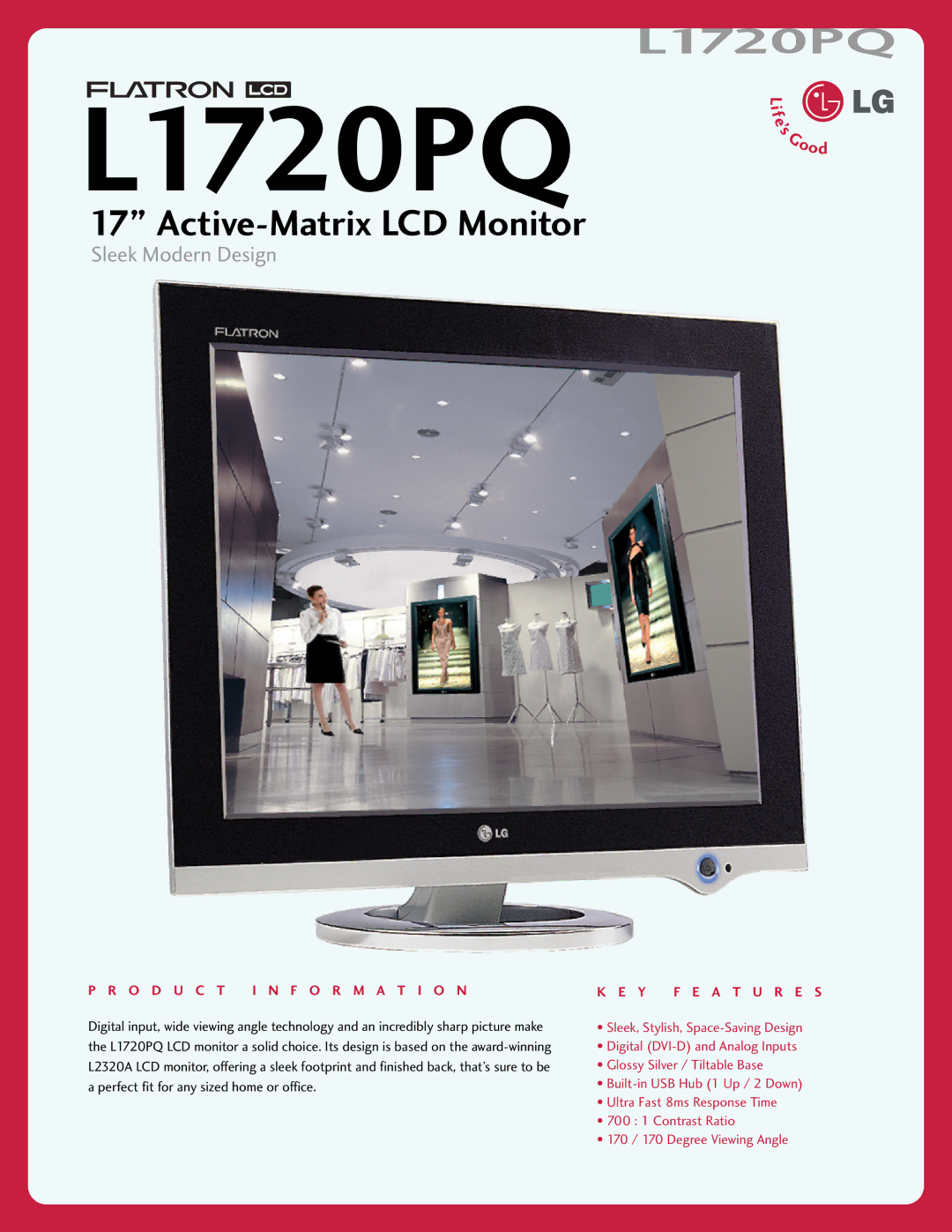 LG Electronics L1720PQ manual 