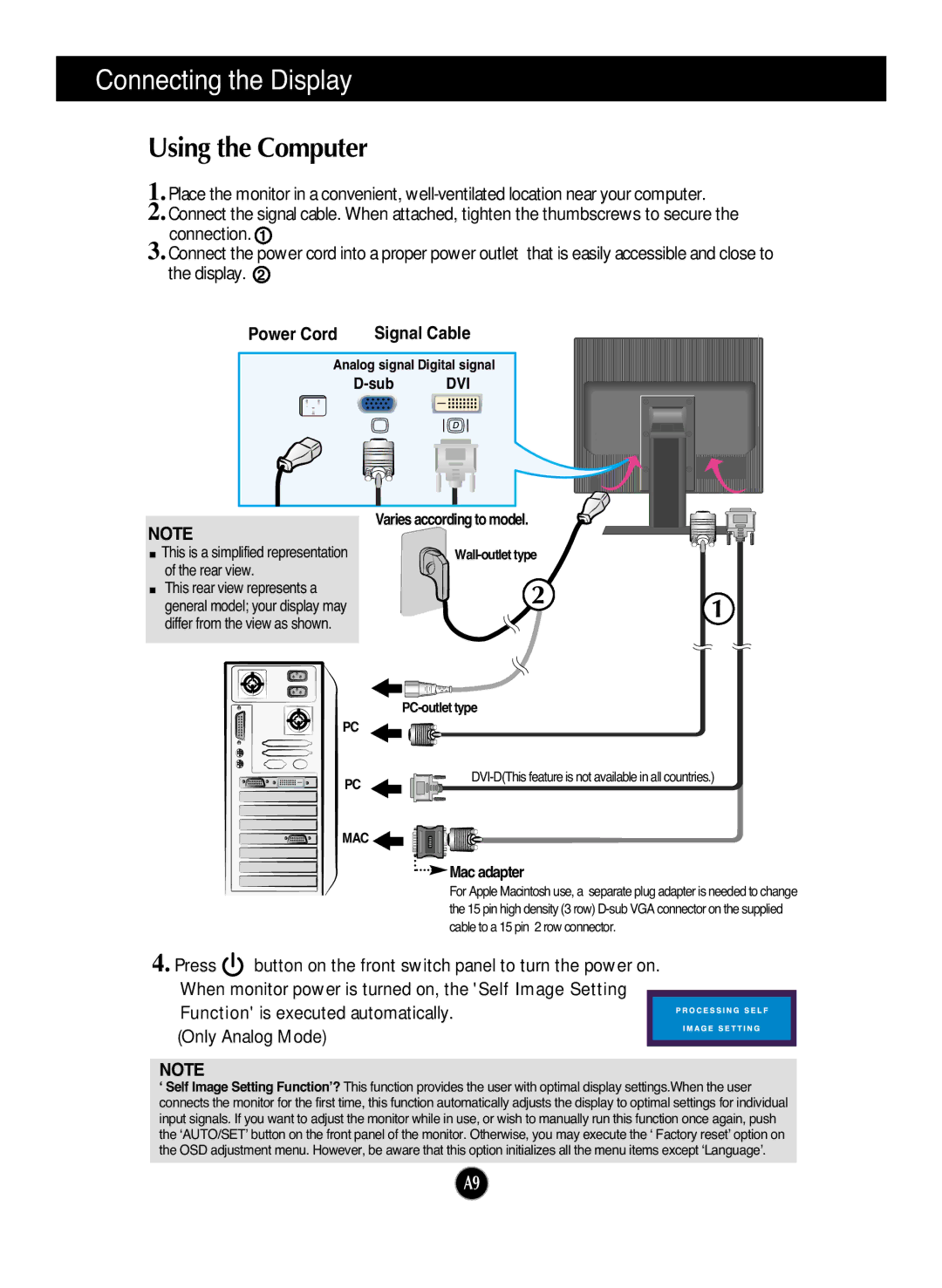 LG Electronics L1753HR, L1953HM, L1953HR, L1753HM manual Using the Computer, Power Cord 