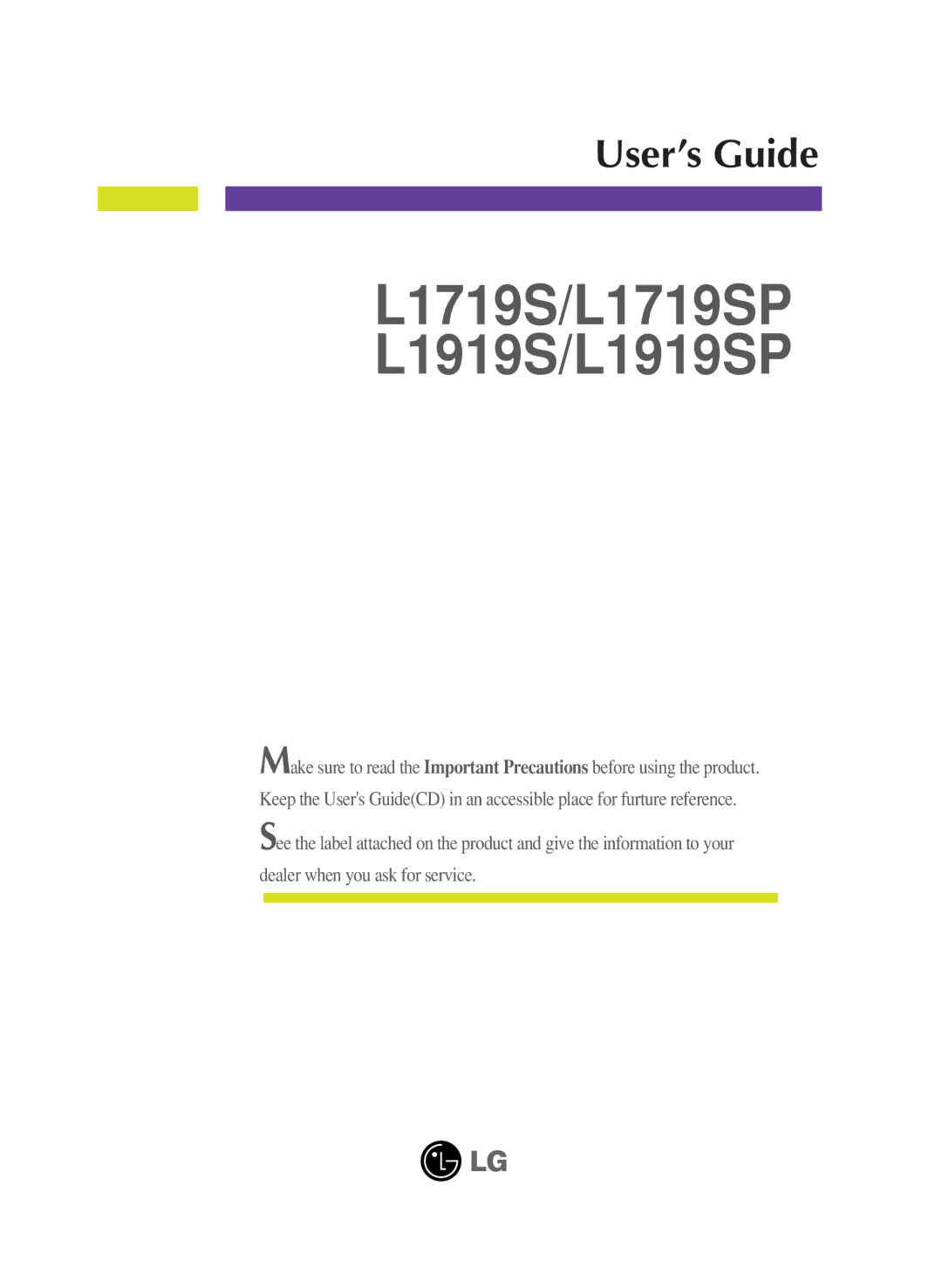 LG Electronics manual L1719S/L1719SP L1919S/L1919SP 