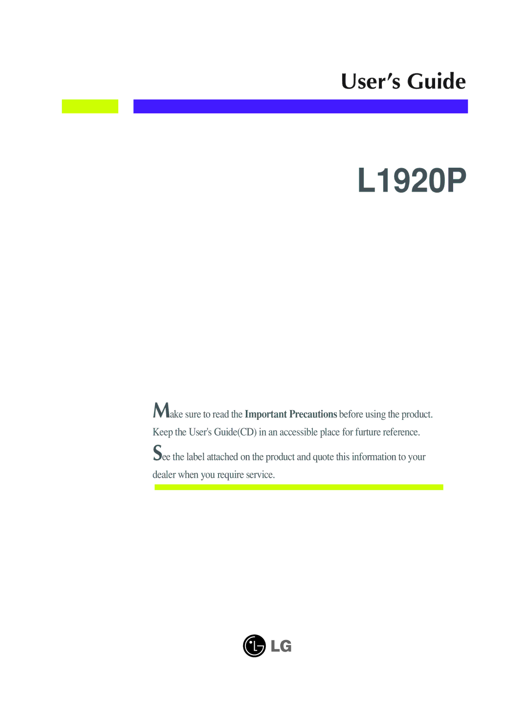 LG Electronics L1920P manual 