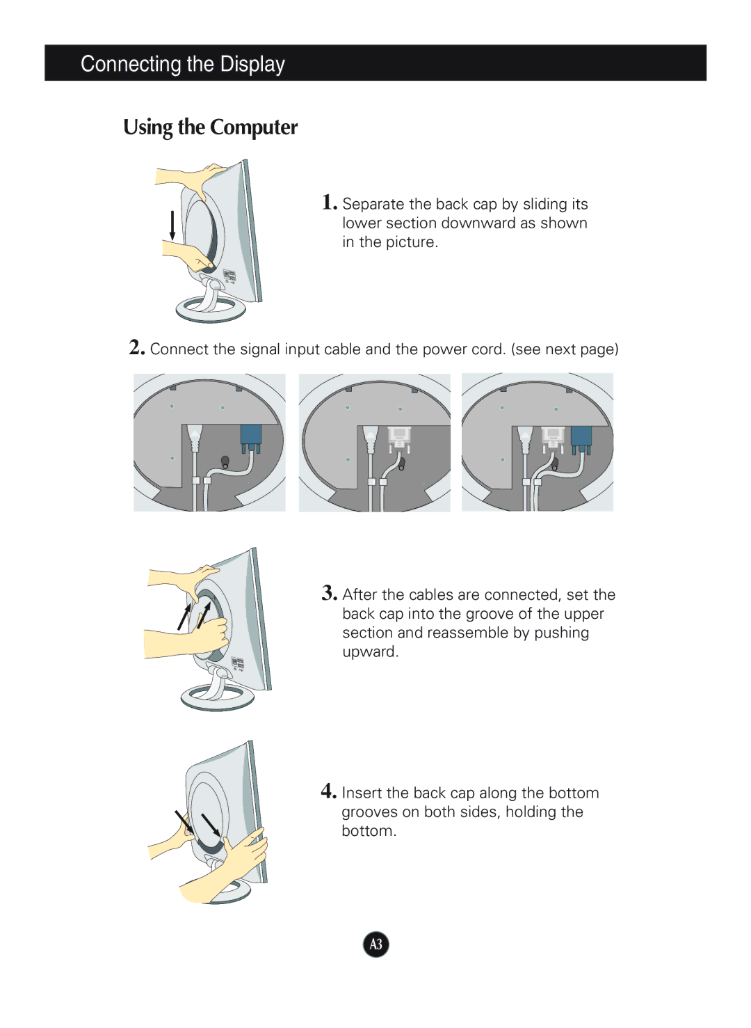 LG Electronics L1920P manual Connecting the Display, Using the Computer 