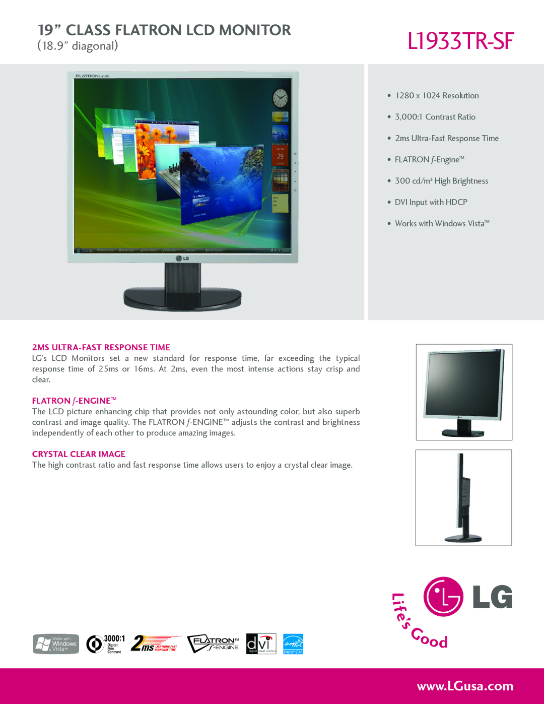 LG Electronics L1933TR-SF manual 