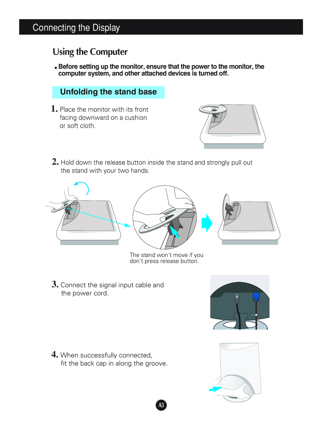 LG Electronics L1940B, L1740B manual Connecting the Display, Using the Computer 