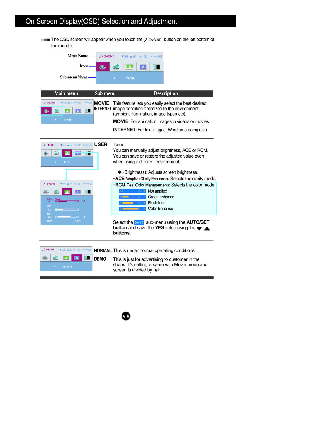 LG Electronics L1742PE, L1942PE manual Movie, User User 