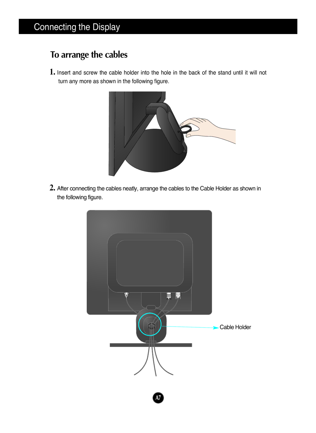 LG Electronics L1972H manual To arrange the cables 