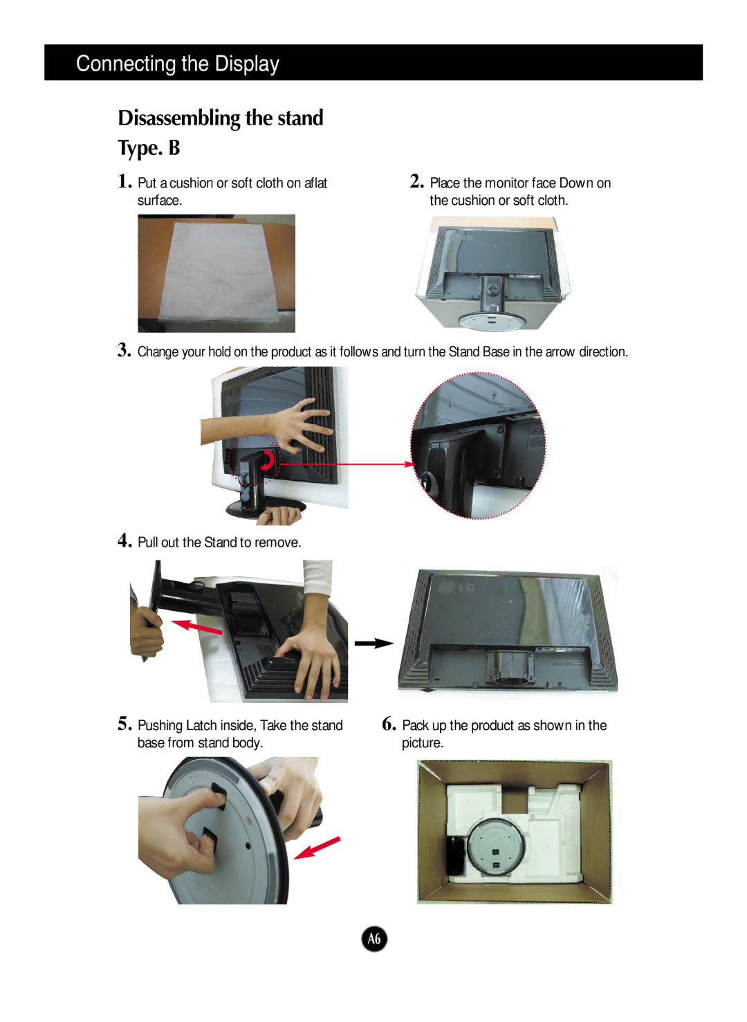 LG Electronics L226WTY, L226WTX, L226WTM, L226WTG, L226WTP, L226WTQ manual Disassembling the stand Type. B 