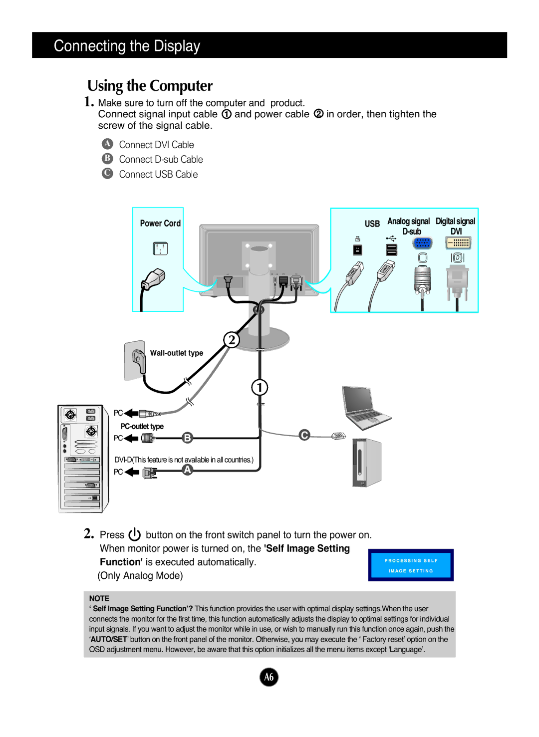 LG Electronics L226WU manual Using the Computer 