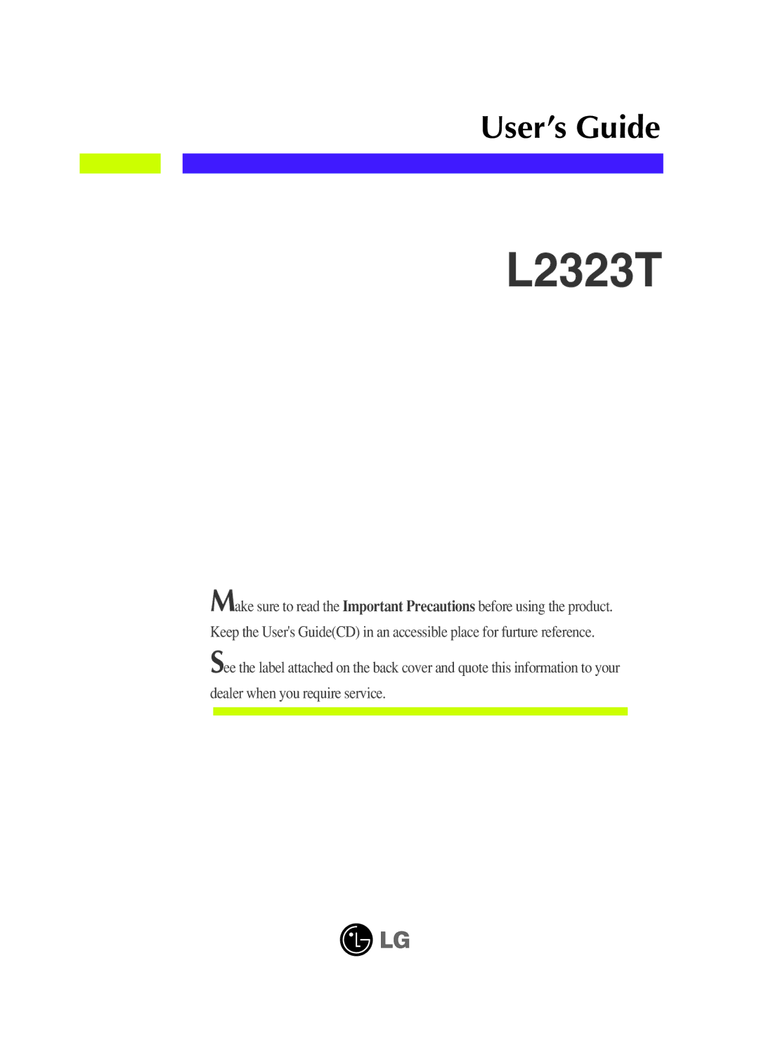 LG Electronics L2323T manual 