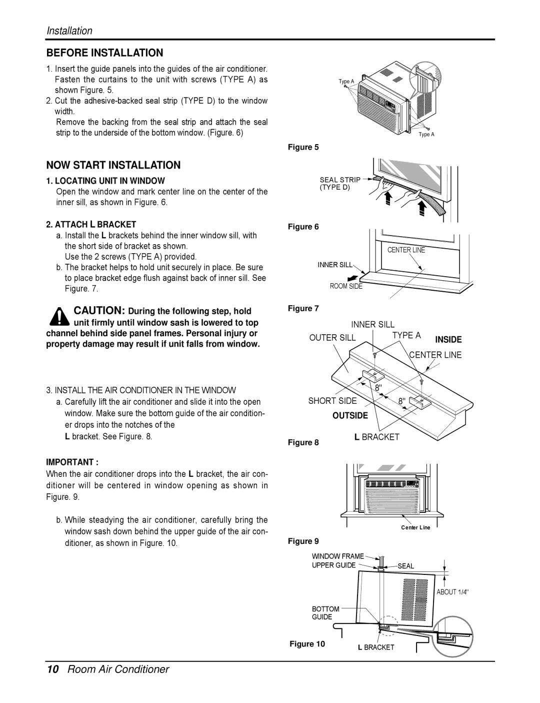 LG Electronics L8004RY4, HB8004RA4, HB8004RB4, M1004R, M8004RY4, HB1004R Locating Unit in Window, Attach L Bracket, Outside 