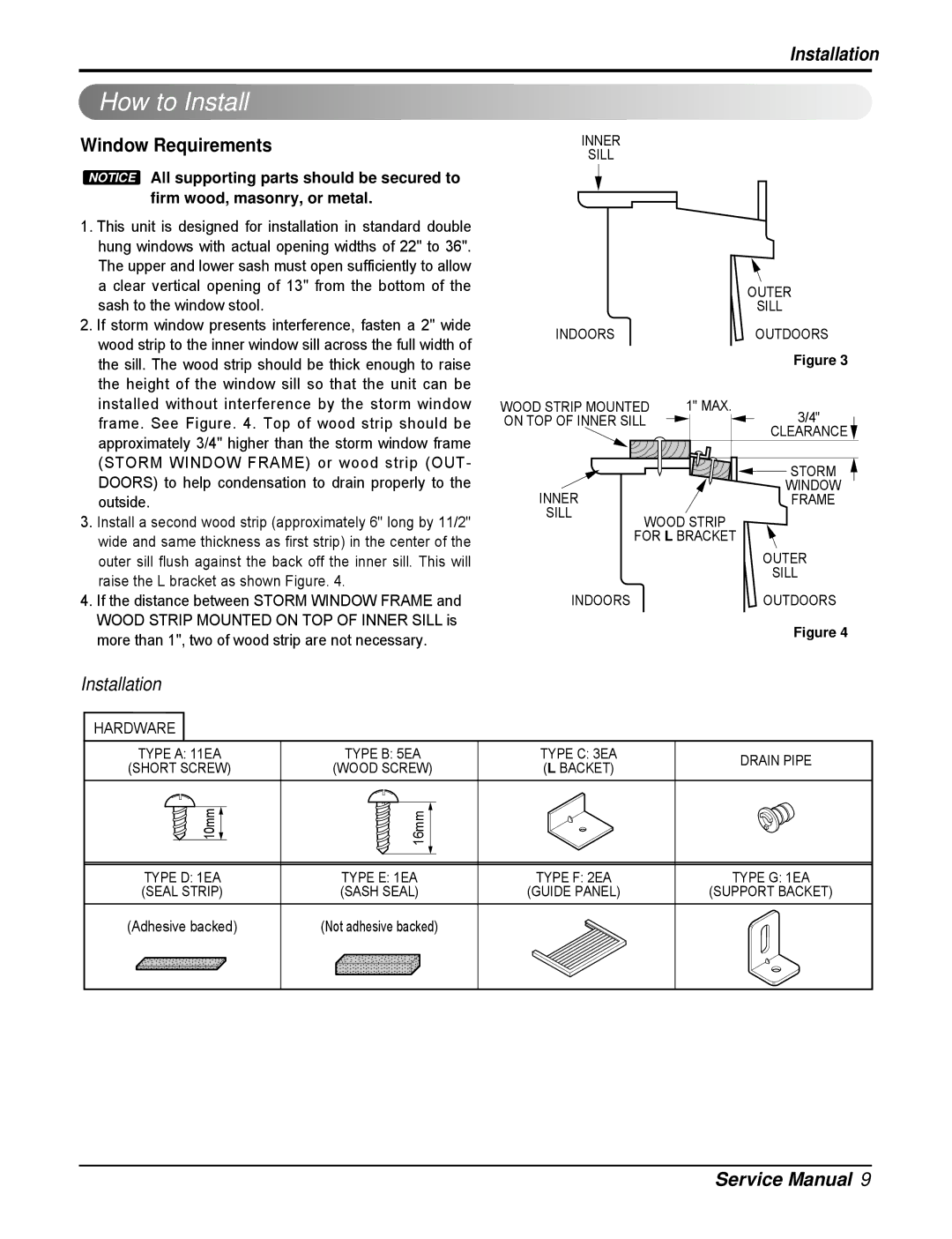 LG Electronics HB8004RA4, L8004RY4, HB8004RB4, M1004R, M8004RY4, HB1004R service manual How to Install, Window Requirements 