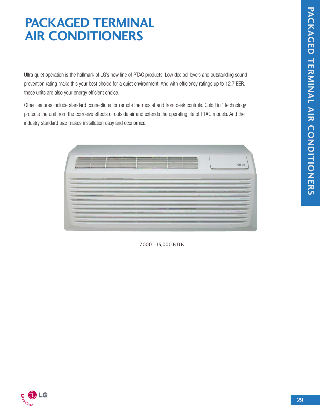 LG Electronics LA090CPO, LA090HPI, LA090CPI manual Packaged Terminal AIR Conditioners 