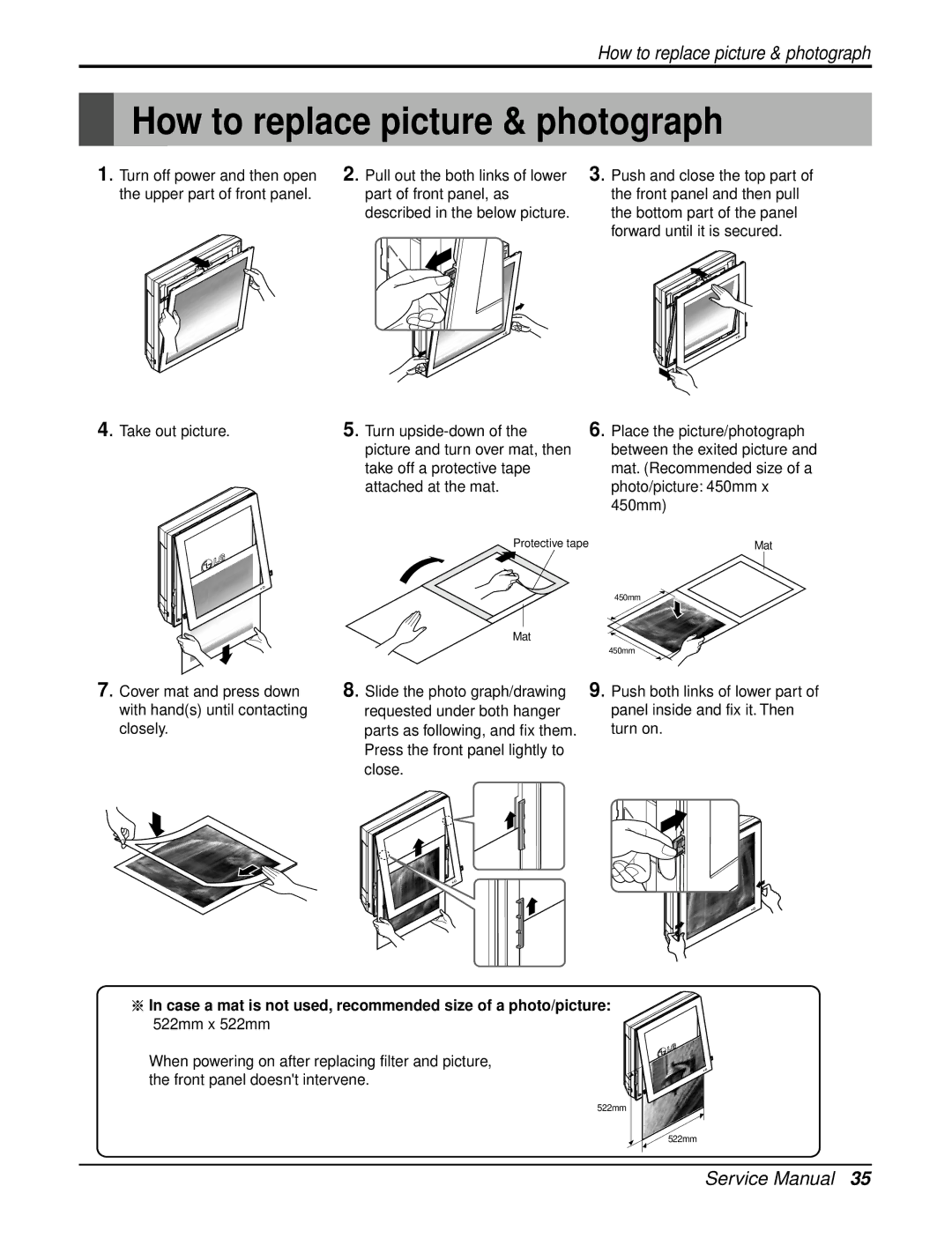 LG Electronics LA120HPO, LA090HPO, LA120CPO, LA120HPI, LA120CPI service manual How to replace picture & photograph 