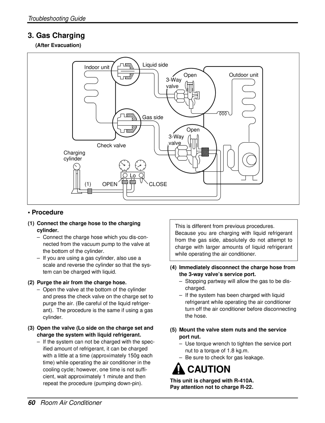 LG Electronics LA120HPO, LA090HPO Gas Charging, After Evacuation, Connect the charge hose to the charging cylinder 