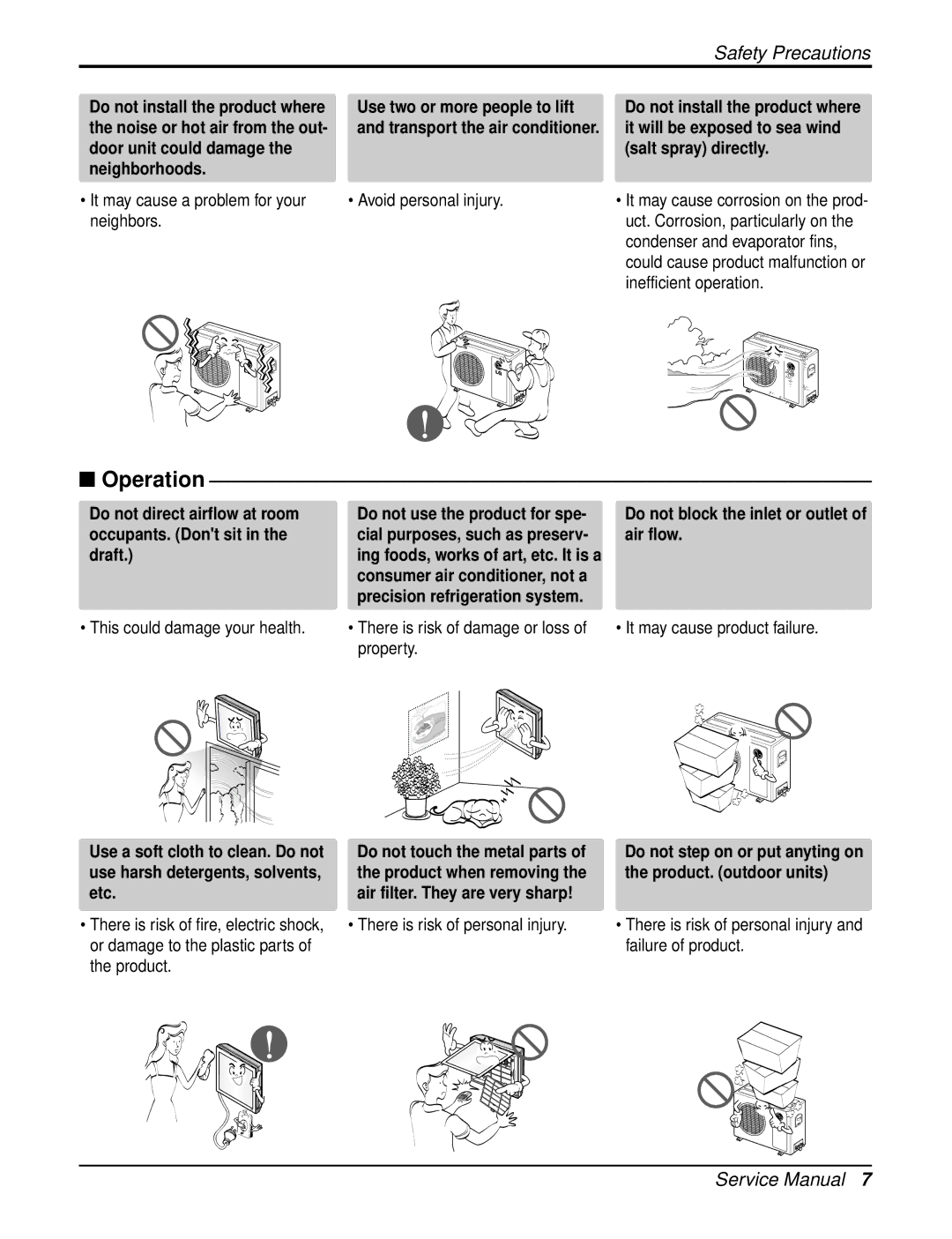 LG Electronics LA120CPO Do not use the product for spe, Cial purposes, such as preserv, Do not step on or put anyting on 