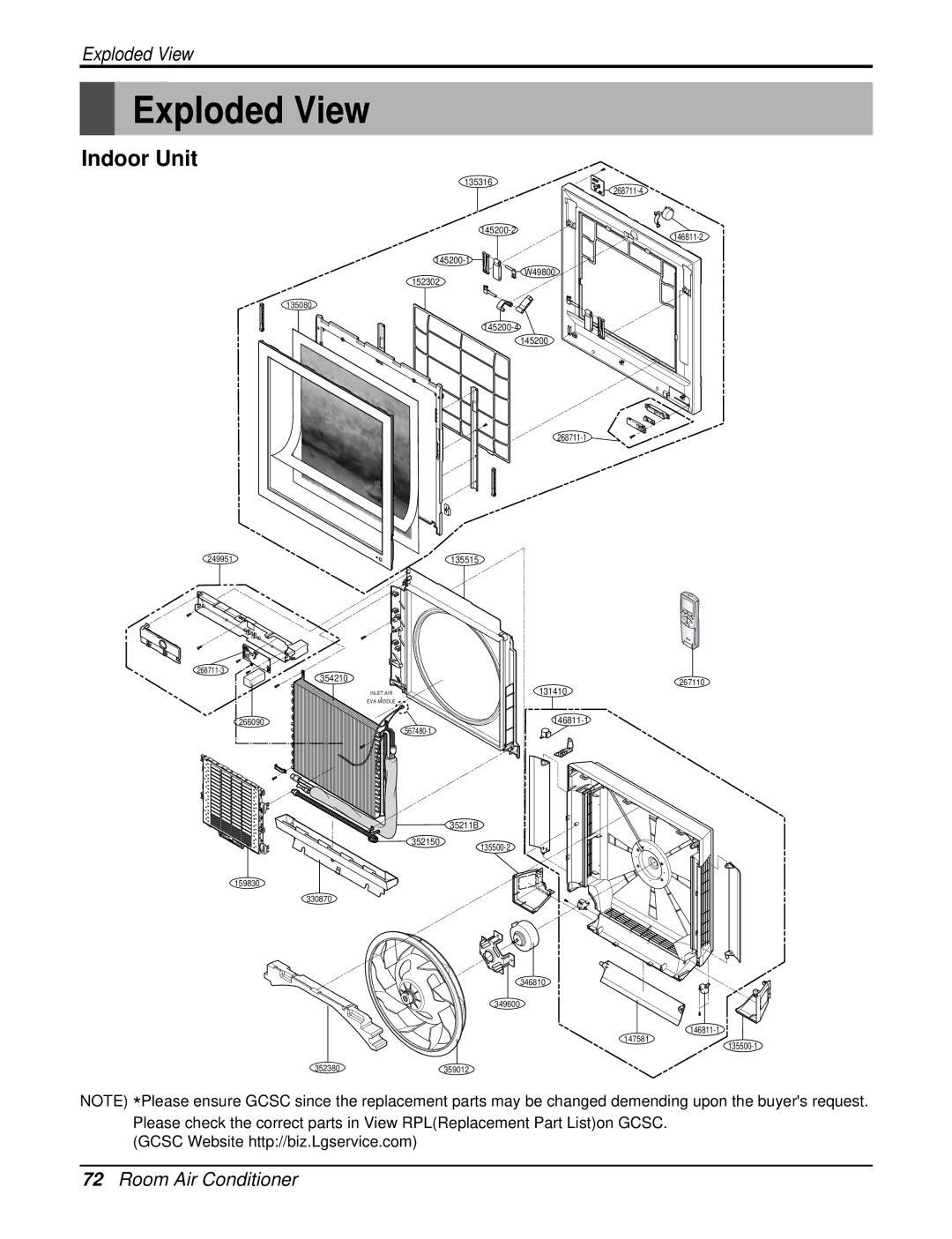 LG Electronics LA120CPO, LA120HPO, LA090HPO, LA120HPI, LA120CPI service manual Exploded View, Indoor Unit 