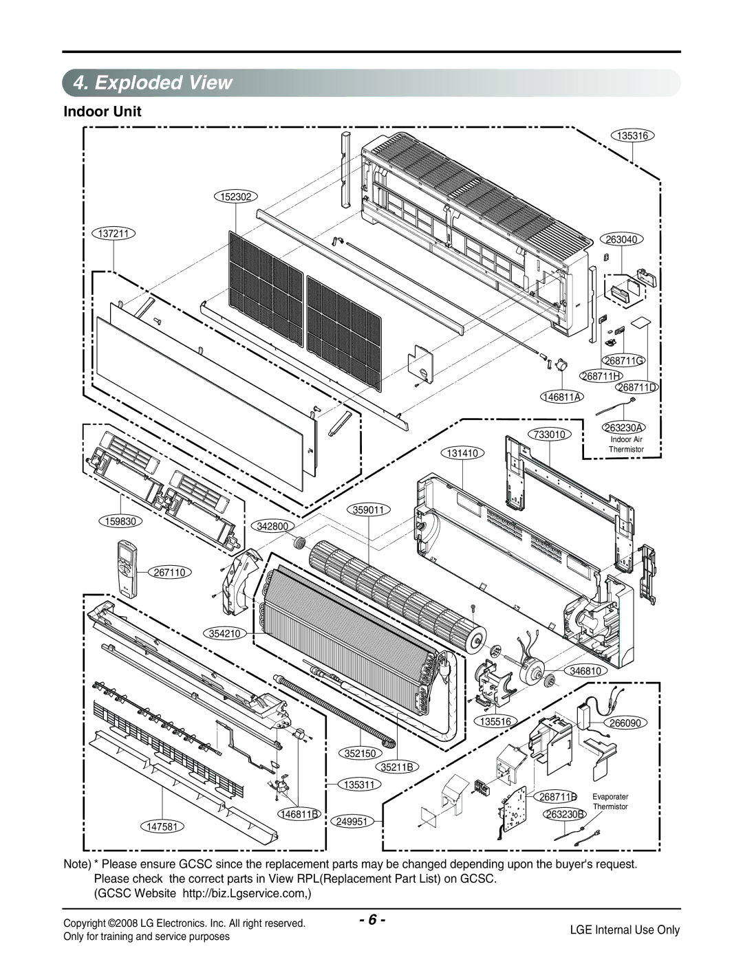 LG Electronics LA125HV manual Exploded View, Gcsc Website http//biz.Lgservice.com 