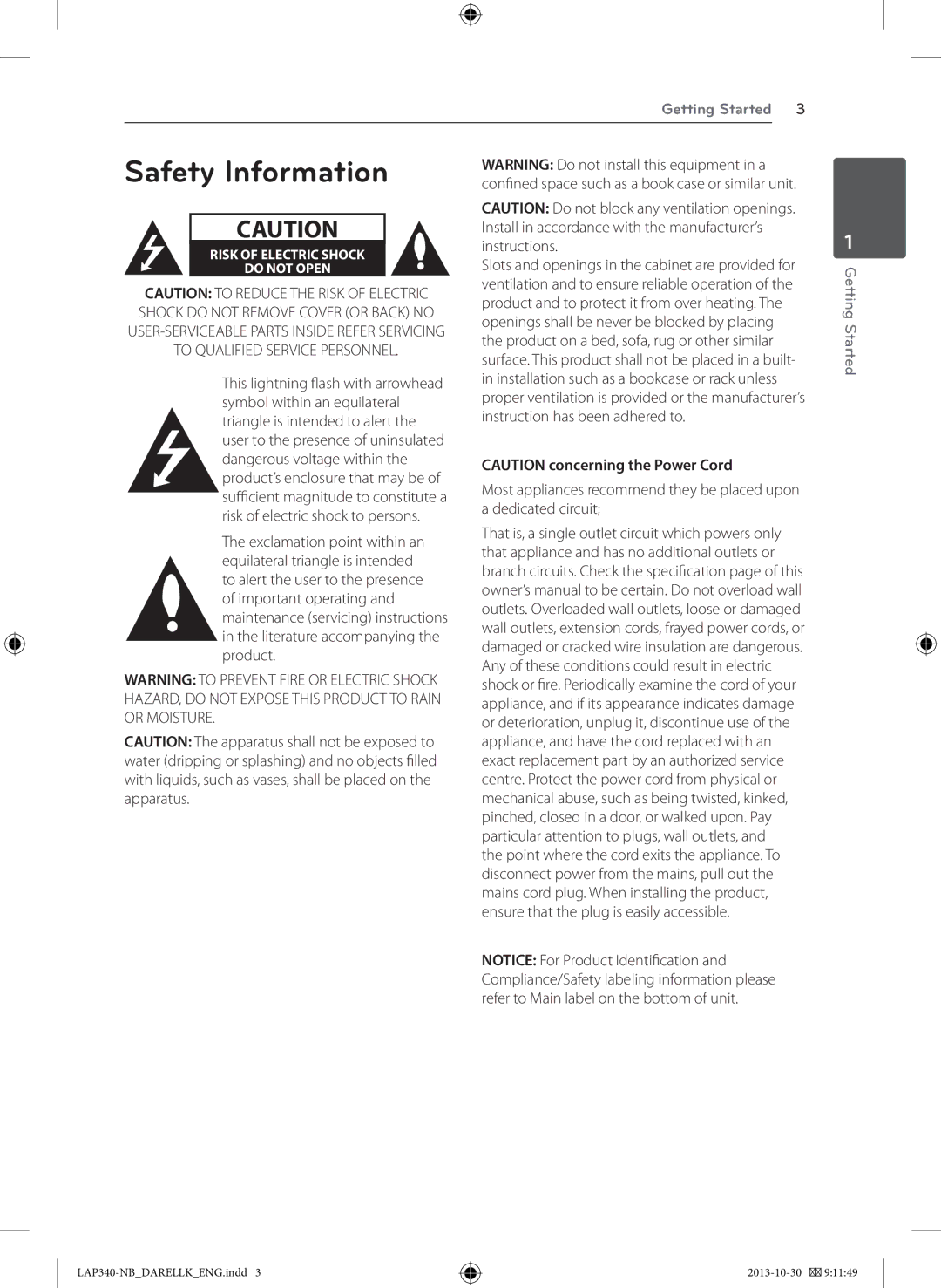 LG Electronics LAP340 owner manual Safety Information, Instructions 