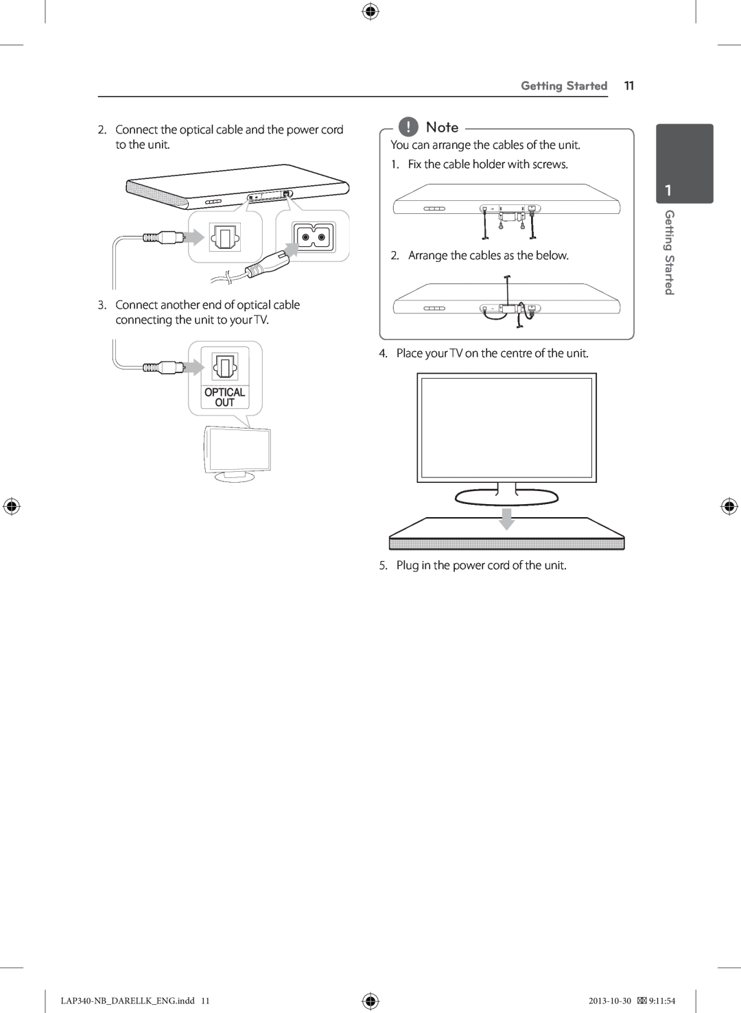 LG Electronics owner manual Getting Started, You can arrange, LAP340-NBDARELLKENG.indd, 2013-10-30, GettingStarted 