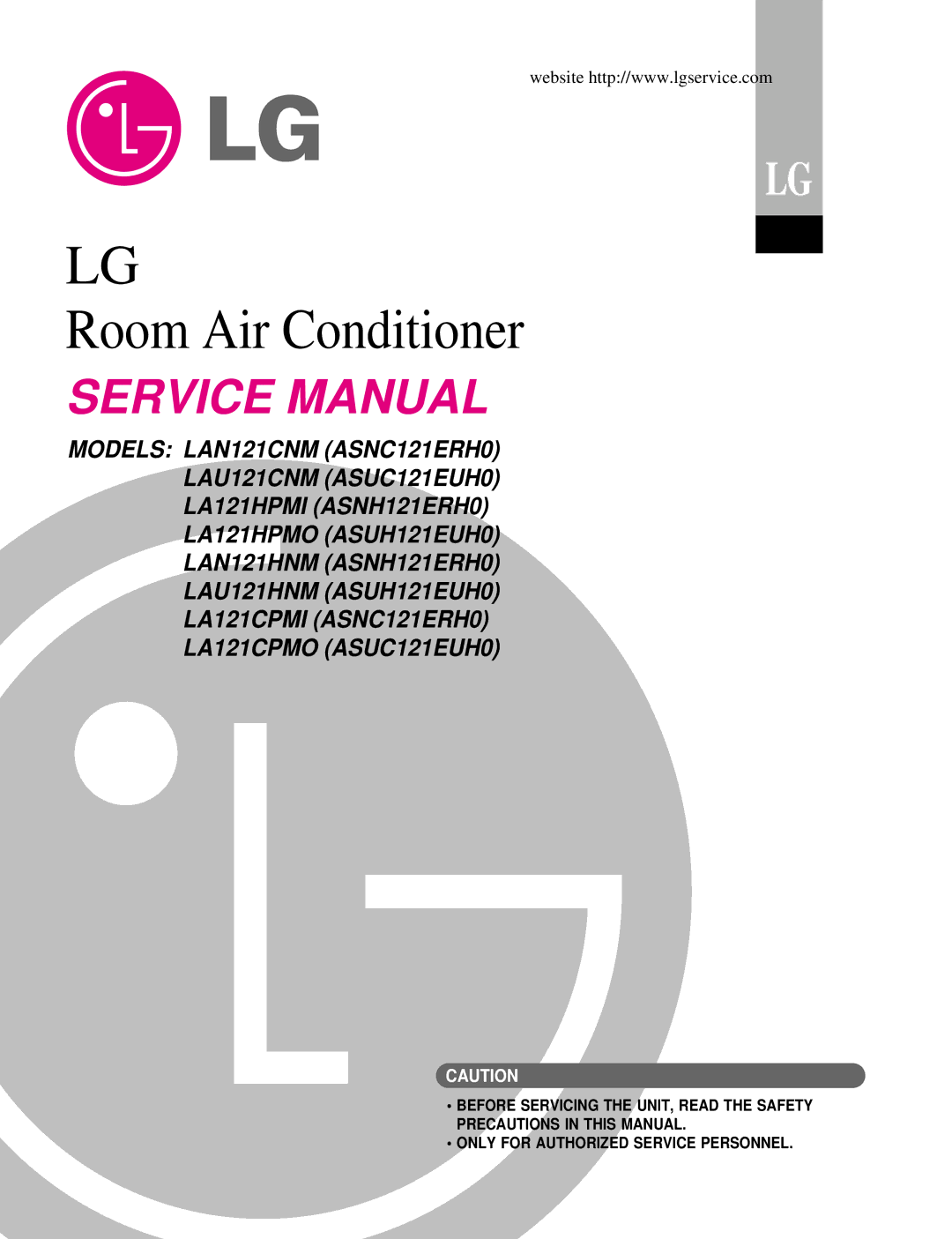 LG Electronics LAN121CNM, LAU121CNM, LA121HPMI service manual Room Air Conditioner 