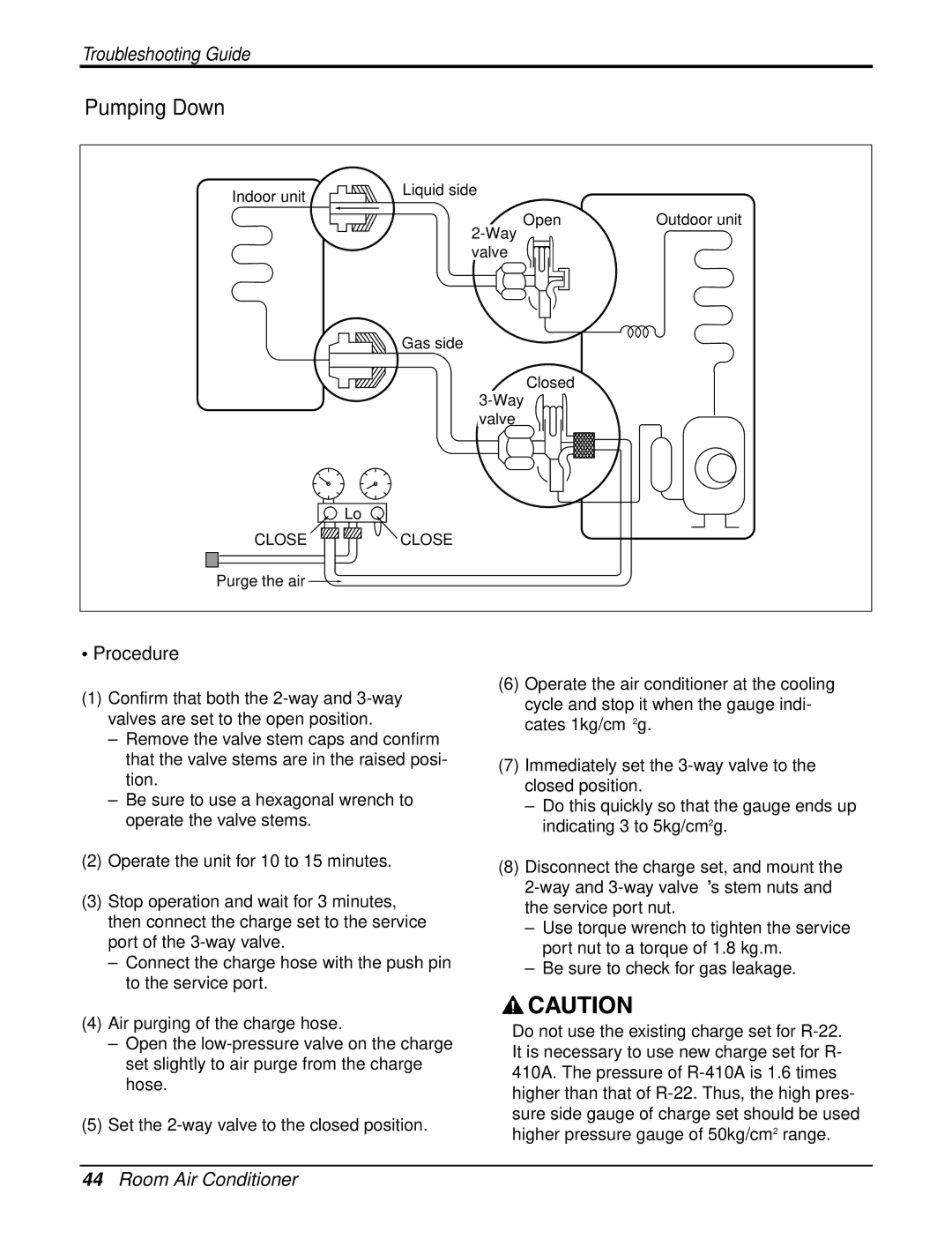 LG Electronics LAU121CNM, LAN121CNM, LA121HPMI service manual Pumping Down, Procedure 